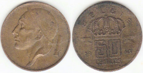 1953 Belgium 50 Centimes A005009